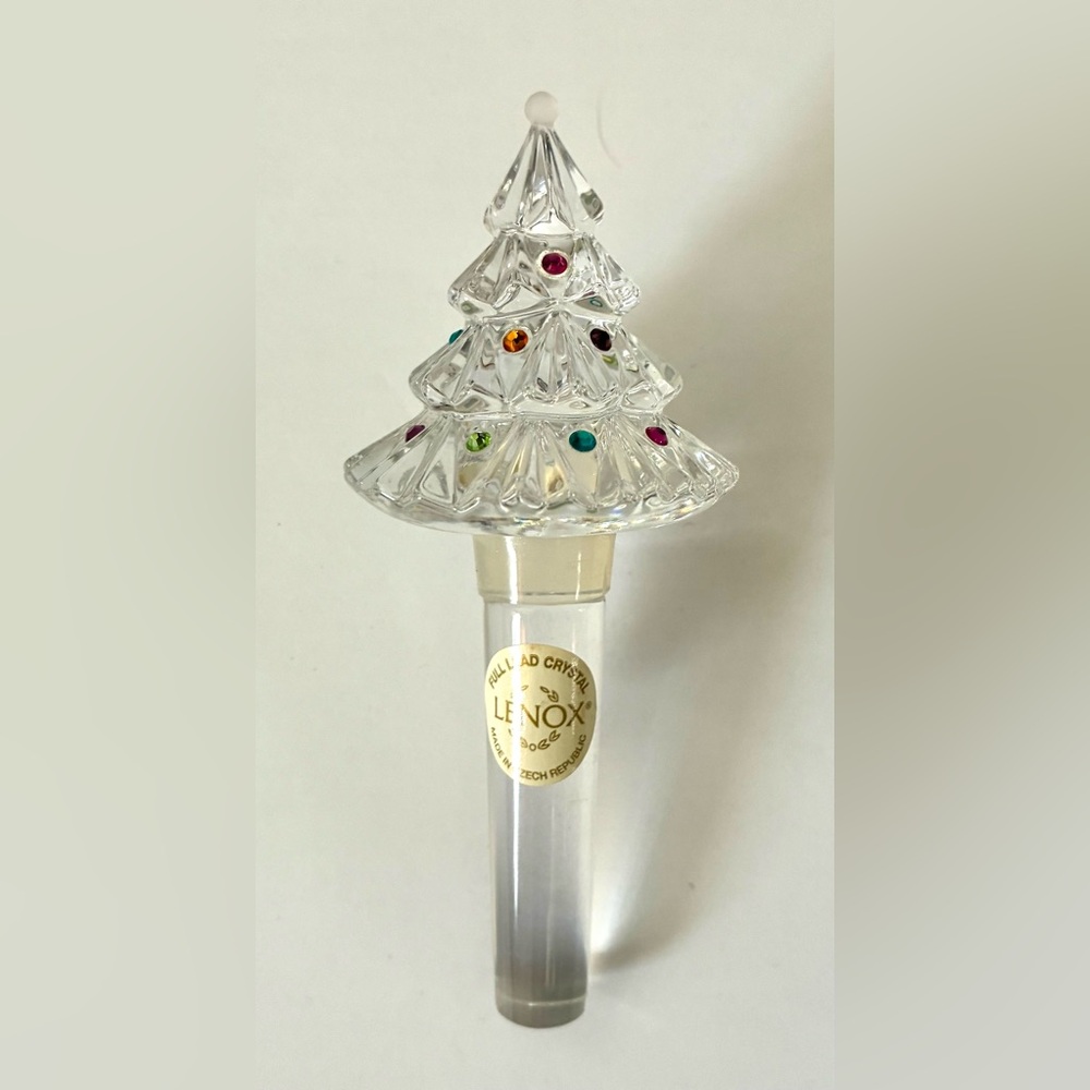 New Lenox Crystal Christmas Tree Bottle Wine Stopper Jewel Lights